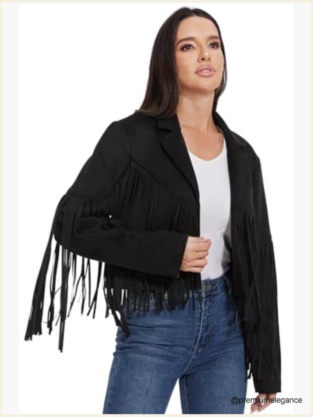 Fringe Leather Jacket Western Cropped Coat Women's S-XXL - Picture 4 of 7